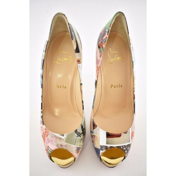 Christian Louboutin New Very Prive 120 Patent Collage Multi Gold Heel Pump 36.5 - Picture 6 of 11